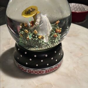 Michel Studio Snow Globe with Yellow Hat and Black Polka Dot Base